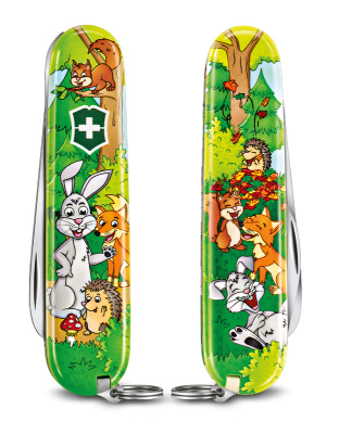 Набор для детей VICTORINOX "Кролик": перочинный нож 84 мм, шнурок на шею, книга-раскраска, зелёный