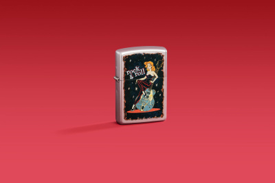 Зажигалка ZIPPO Cool Chick с покрытием Satin Chrome, латунь/сталь, серебристая, 38x13x57 мм