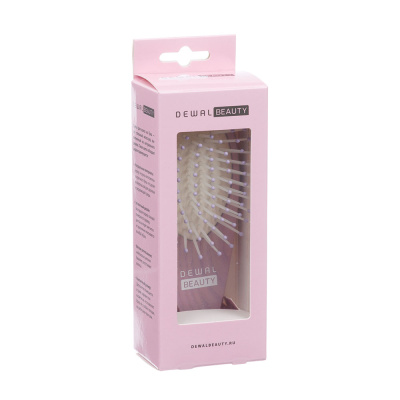 Щетка Dewal Beauty серия "Caramel"мини, массажная, на подушке,с нейлоновым штифтом, из бука,лиловая
