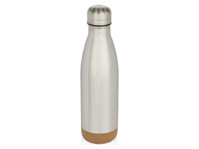Бутылка для воды Cove из нержавеющей стали с двойными стенками и вакуумной изоляцией, объемом 500 мл, с пробковыми деталями - Matted silver