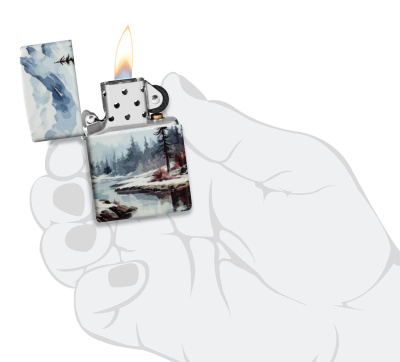 Зажигалка ZIPPO Frozen Valley с покрытием 540 Matte, латунь/сталь, разноцветная, матовая, 38x13x57 мм