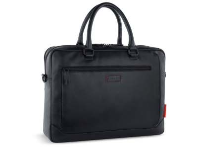 Портфель мужской BUGATTI КЛАРК | CLARK, чёрный, воловья кожа/полиэстер, 40х9,5х29 см, 10 л