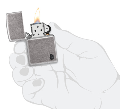 Зажигалка ZIPPO Armor® Flame c покрытием Antique Silver, латунь/сталь, серебристая, 38x13x57 мм
