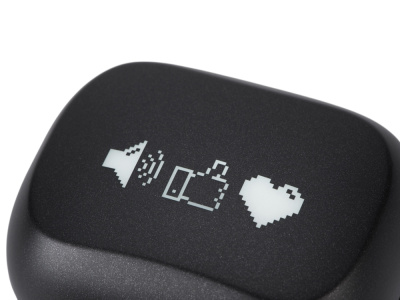 Беспроводные наушники с шумоподавлением c подсветкой лого Lites, черные (гравировка)