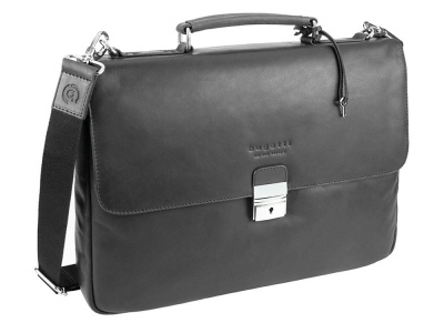 Портфель BUGATTI РОМАНО | ROMANO 15'', чёрный, натуральная воловья кожа, 39х8х30 см