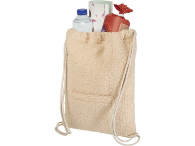 Шерпа рюкзак со шнурком из переработанной шерпы GRS объемом 9 л, бежевый