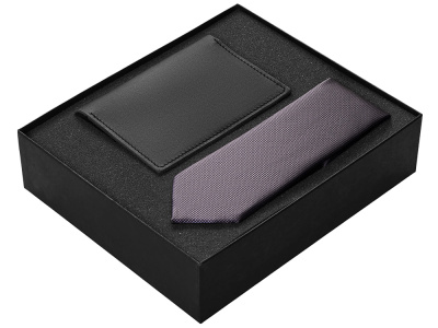 Подарочный набор Long River: обложка для паспорта, галстук (без лого Long River), черная коробка , размер Без лого