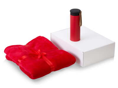 Подарочный набор с пледом, термосом Cozy hygge 2.0, красный