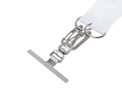 Ланъярд 2 см под сублимацию с 2-мя трендовыми карабинами и металлическим держателем для телефона, серебристый