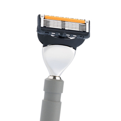 Бритвенный набор IL Ceppo:станок, помазок, подставка, алюминий/никелированная латунь, FUSION, натуральный ворс барсука BEST BADGER, размер узла M (22)