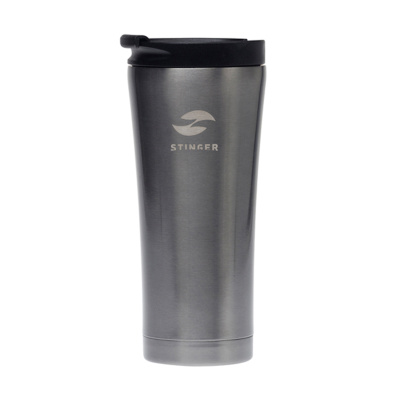 Термокружка Stinger, 0,45 л, сталь/пластик, черный глянцевый, 6,6х20 см