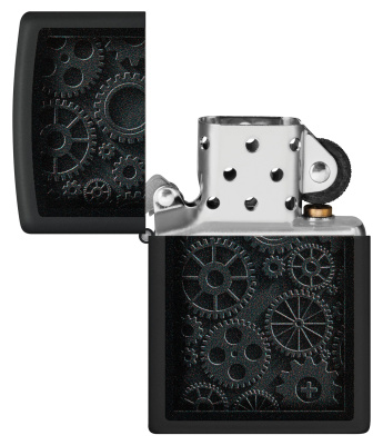 Зажигалка ZIPPO Steampunk с покрытием Black Matte, латунь/сталь, черная, матовая, 38x13x57 мм
