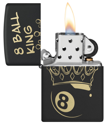 Зажигалка ZIPPO Billiards Champion Design с покрытием Black Matte, латунь/сталь, черная, 38x13x57 мм