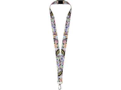 Ланъярд 2 см под сублимацию с карабином и замком обрыва, серебристый