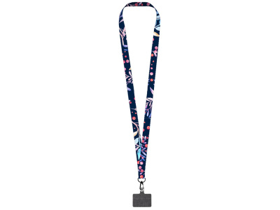 Ланъярд 2 см под сублимацию с трендовым карабином и большим держателем для телефона из ПЭ, черный