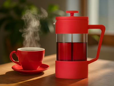 Пластиковый френч-пресс Intense, 600мл, красный