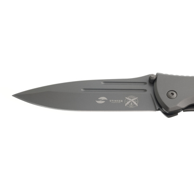 Нож складной Stinger, 102 мм, (серый), материал рукояти: нержавеющая сталь (серый)