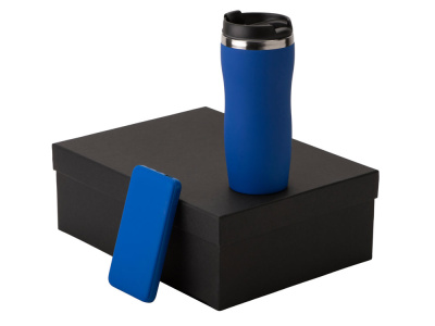 Подарочный набор c вакуумной термокружкой и повербанком С2, синий , размер 10000 mAh