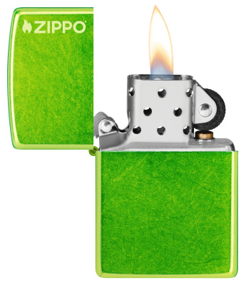 Зажигалка ZIPPO Logo с покрытием Lurid™, латунь/сталь, зеленая, глянцевая, 38x13x57 мм