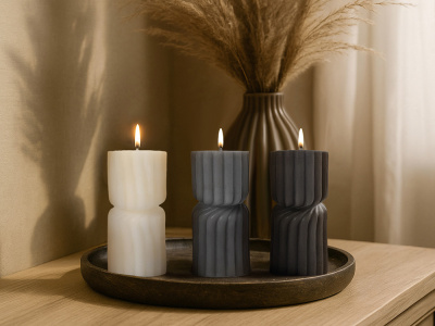 Набор свечей с гранями Vela, темно-серый, белый