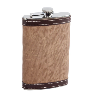 Набор S.Quire фляга 0,27 л, 4 стопки, воронка, сталь, искусственная кожа, коричневый