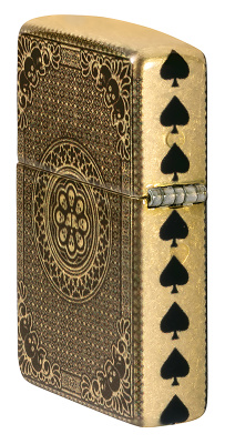 Зажигалка ZIPPO Ace of Skulls Design с покрытием 540 Tumbled Brass, латунь/сталь, золотистая, 38x13x57 мм
