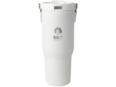 Термостакан Bronx/Бронкс объемом 900 мл из меди и переработанной нержавеющей стали, сертифицированной по стандарту RCS, с вакуумной изоляцией и крышкой с двойной функцией - Белый