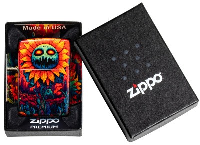 Зажигалка ZIPPO Spooky Sunflower с покрытием 540 Tumbled Brass, латунь/сталь, разноцветная, 38x13x57 мм