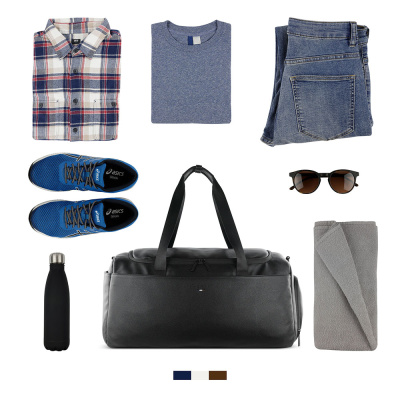 Сумка дорожная BUGATTI РИКО | RICO, черная, полиуретан, 58х24х29 см