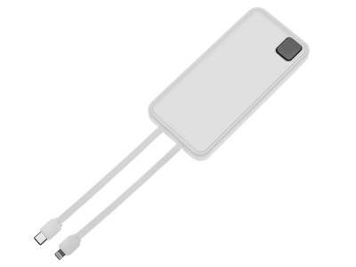 Внешний аккумулятор со встроенными кабелями Фрэйм, 10000мач, белый