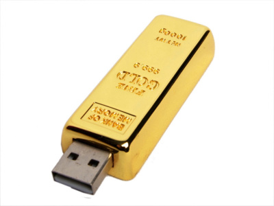 USB-флешка на 32 Гб в виде слитка золота, золотой , размер 32ГБ