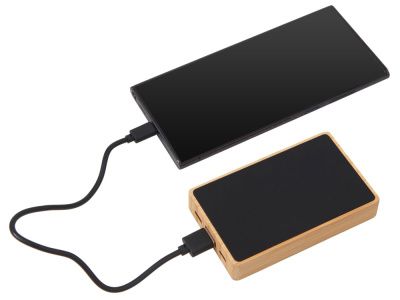 Внешний аккумулятор с подсветкой лого Reedia S2, 5000 mAh, бамбук, черный