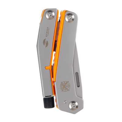 Мультитул Stinger, 105 мм, 8 функций, сталь/АБС-пластик, оранжевый, в картонной коробке, в комплекте нейлоновый чехол