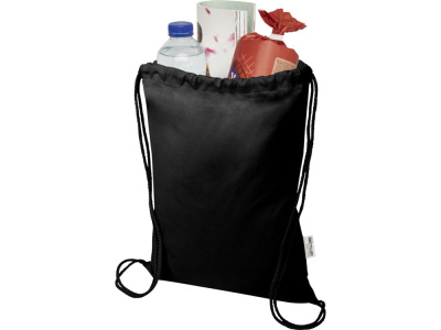 Oregon Blend сумка на шнурке из переработанного материала сертифицированного согласно GRS, плотностью 140 г/м², объемом 5 л - Черный