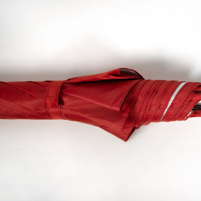 Зонт-трость с пластиковой ручкой "под алюминий" "Silver", полуавтомат; красный с серебром; D=103 cм
