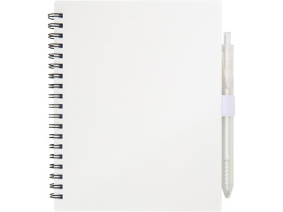 Набор Niove из блокнота из переработанного пластика в мягкой обложке и шариковой ручки (синие чернила) - Белый