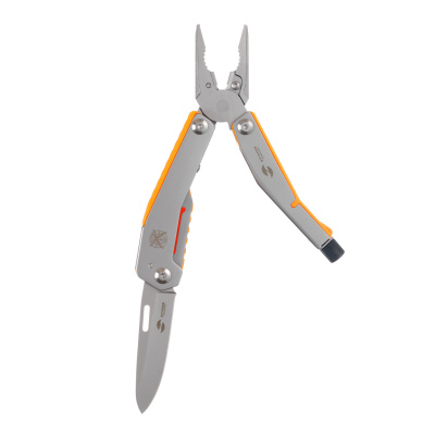 Мультитул Stinger, 105 мм, 8 функций, сталь/АБС-пластик, оранжевый, в картонной коробке, в комплекте нейлоновый чехол