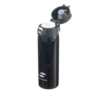 Термокружка Stinger, 0,42 л, сталь/пластик/силикон, чёрный, 6,5 x 7,5 x 21,9 см