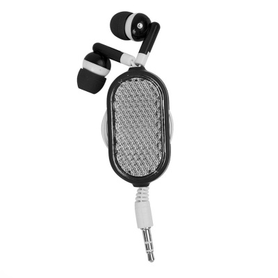 Наушники со светоотражателем и держателем RASUM, черный, 2х8,6х2,6 см, пластик