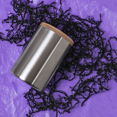 Термокружка BAMBOO с крышкой, 350мл. серебристый, нержавеющая сталь, бамбук