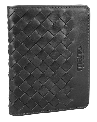 Портмоне для кредитных карт Mano "Don Luca", натуральная кожа в черном цвете, 8,5 х 11 см