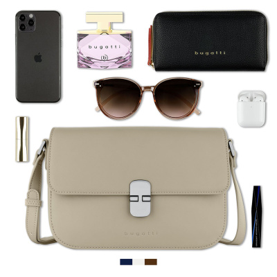 Сумка женская BUGATTI НЕЛА | NELA, бежевая, полиуретан, 25х9х17,5 см