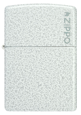 Зажигалка ZIPPO Logo с покрытием Glacier, латунь/сталь, белая, матовая, 38x13x57 мм