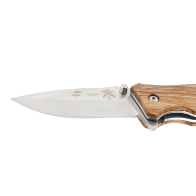 Нож складной Stinger, 110 мм, (серебристый), материал рукояти:дерево/сталь (светло-коричневый)