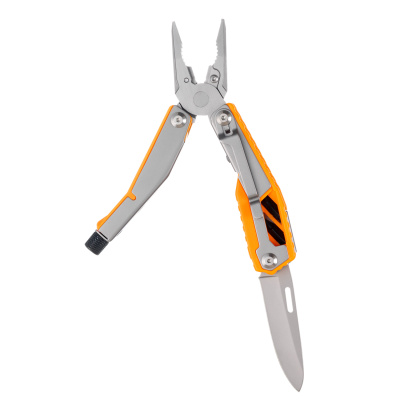 Мультитул Stinger, 105 мм, 8 функций, сталь/АБС-пластик, оранжевый, в картонной коробке, в комплекте нейлоновый чехол