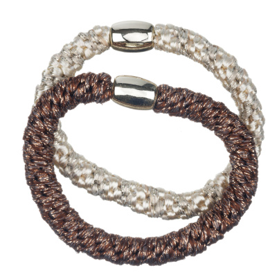 Резинки для волос Dewal Beauty, цвет золотой/коричневый (2 шт.)