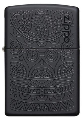 Зажигалка ZIPPO Tone on Tone Design с покрытием Black Matte, латунь/сталь, чёрная, 38x13x57 мм
