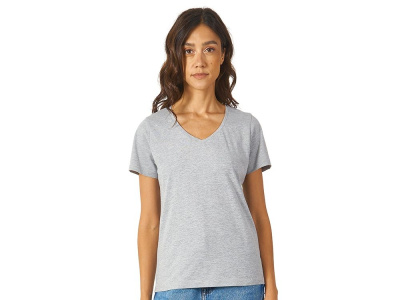 Футболка Heavy Super Club N женская с V-образным вырезом, серый меланж , размер L