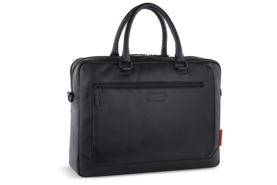 Портфель мужской BUGATTI КЛАРК | CLARK, чёрный, воловья кожа/полиэстер, 40х9,5х29 см, 10 л