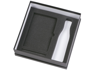 Подарочный набор с блокнотом С1, металлической ручкой и термобутылкой, серый , размер гибкая обложка